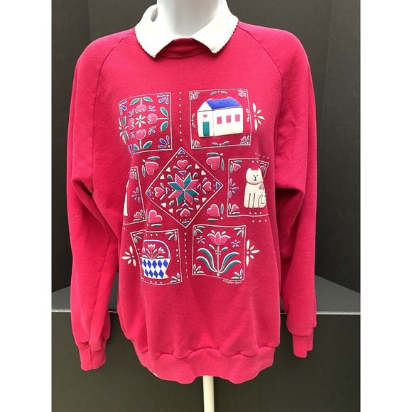 VINTAGE Gopher Red Collared Cat Lady Graphic Random, Fun Sweatshirt XL - Picture 1 of 9